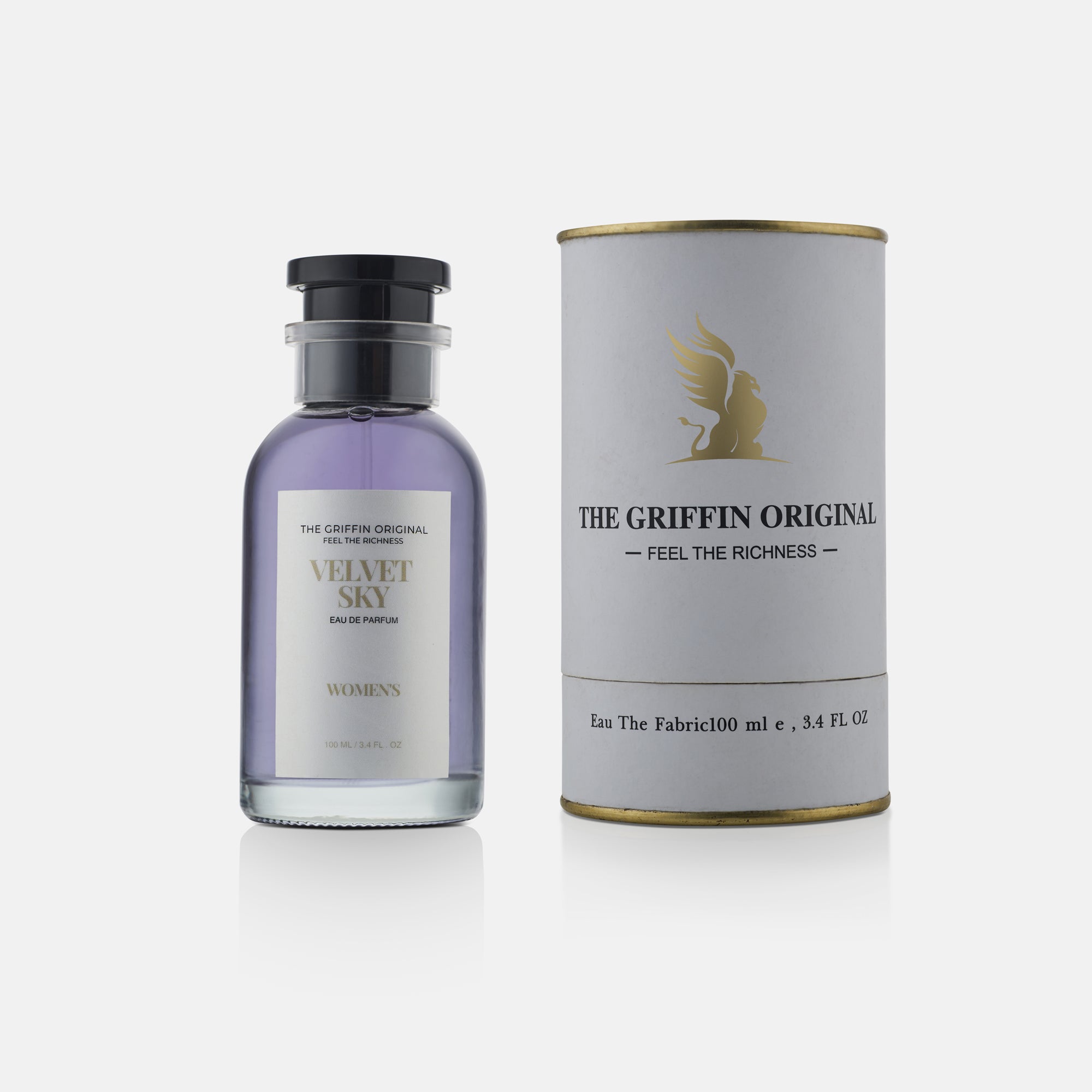 Perfume bottle and packaging of 'The Griffin Original' on a white background